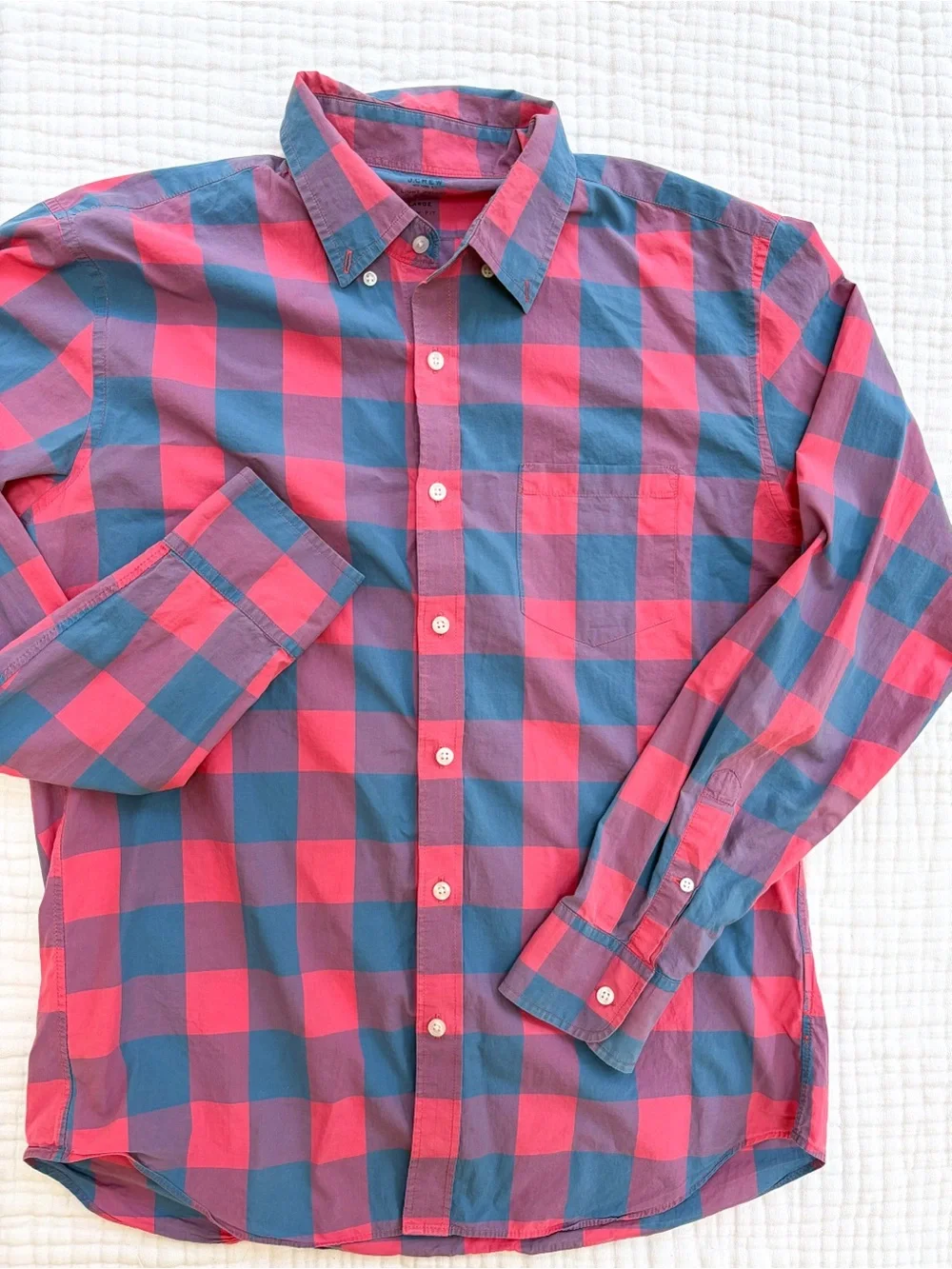 J.Crew Lightweight Buffalo Check Button Down Shirt Large Slim Fit